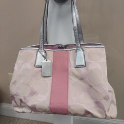 Pink coach signature stripe pink bag