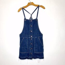 American Eagle Women sz XS Denim Overalls 15×33” Cute Pockets / Buttons 5497