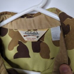 Cabelas Duck Woodland Camo Button Up Shirt Size L Hunting Outdoors Vintage USA