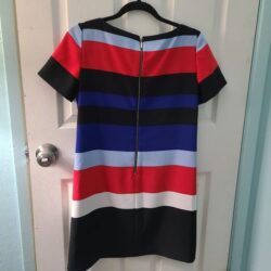 ❤️ Tahari Red, Blue, Black and White Striped Dress Size 4