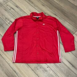 Sz L VTG Adidas Track Suit 2 Pc Men’s Red Snap Front Elastic & Drawstring Pant