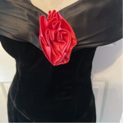Vintage Jessica McClintock for Gunne Sax Strapless Red Rose Black Dress Sz 13