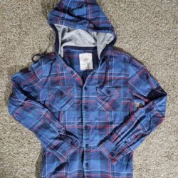 MAXX Blue Flannel button-up XS mens hoodie