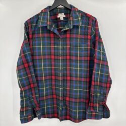 L.L. Bean Women’s Flannel Multicolor Plaid Relaxed Fit Cotton Shirt Size XL