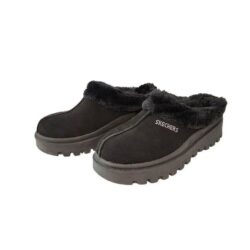 Skechers Mules Women’s Sz 8.5 Black Fur Lined Chunky Slip On