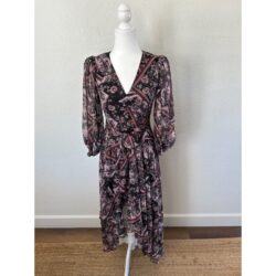 Eliza J Patchwork Print High Low Faux Wrap Dress Size 2