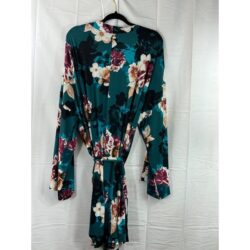 Lane Bryant Cacique Womens Long Sleeve Robe Plus Size 26/28 Satin Floral Teal