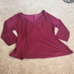 Lane Bryant Size 14/16 Wine Wrap Shirt 3/4 sleeve