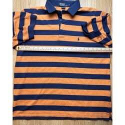 Polo Ralph Lauren Rugby Shirt Mens Large Short Sleeve Blue Orange Striped