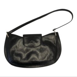 Monsac black leather small cocktail purse handbag baguette