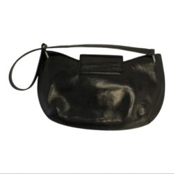 Monsac black leather small cocktail purse handbag baguette