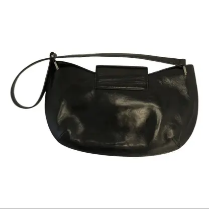 Monsac black leather small cocktail purse handbag baguette - Image 2