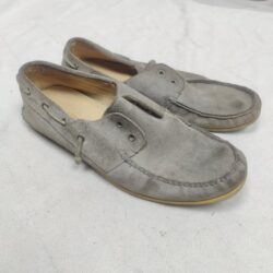 John Varvatos Boat Shoes Mens 11.5 Gray Suede Leather Loafers Moccasin