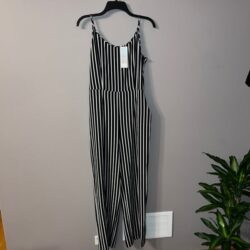 Black and white striped romper new with tag size medium ci sono 9.2oz 95% polyes