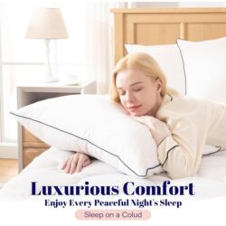 King Size Goose Feather and Down Pillow, 2 Pack Premium Medium Pillow Inserts