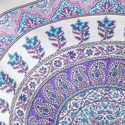 Purple and Blue Lotus Flower Mandala Boho Wall Bed Cotton Tapestry NEW