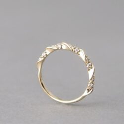 “14K Gold Plated Thin Twisted CZ Wedding Ring for Women, MLNN1118