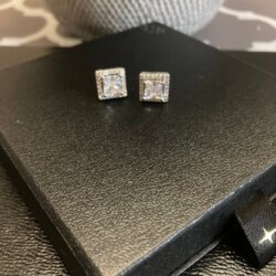 RADIANT SQUARE CUT ♥️ DIAMOND HALO STUD EARRINGS