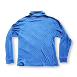 80s Vintage Blue & Black Polka Dot Turtleneck Large – Womens 1980s Shirt Top