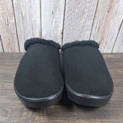 Oofos Oocoozie Slip On Mule Recovery Slipper Men’s Sz 11 Black Sherpa Vegan