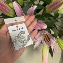 Brand new silver brooch with rhinestones
