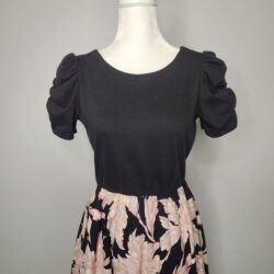 Vintage 1980’s Black & Pink Puff Sleeve Dress