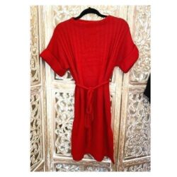 Vintage red knit dress geometr