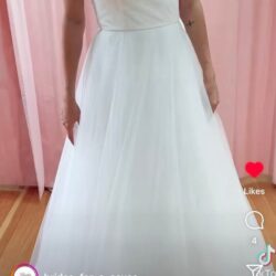 A-Line Tulle and Lace Open Back Wedding Dress Size 6
