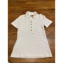 OG Tory Burch white polo logo gold buttons MEDIUM