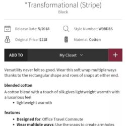 Lululemon Rejuvenate Scarf Wrap  Transformational Black Stripe One Size O/S NWT