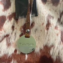 Pulicati Italian Leather & fur Zipper Day Tote/travel  Bag