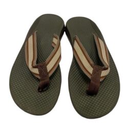 Chaco Sz 7 Wmn Ecotread slip on Flip Flops thong Sandals olive green tan beach