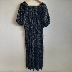 ZARA Black White Polka Dot Tiered Short Sleeve Maxi Dress Womens Large