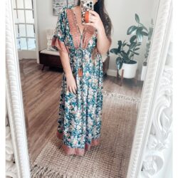 NWT Dose of Dreamy kimono slv flowy floral boho maxi dress