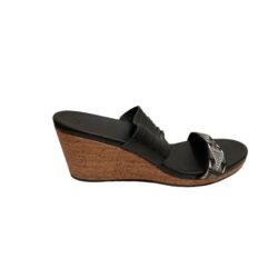 Teva Women Size 11 Arrabelle Black Leather Cork Wedge Aztec Slides Sandals