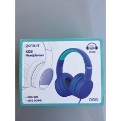 Premium A66 Kids Headphones with 85dB/94dB Volume Limited, in-line HD Mic – Blue