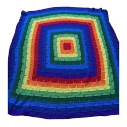 Vintage Rainbow Grannycore Handmade Crochet Oversized Blanket 80×80