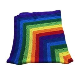 Vintage Rainbow Grannycore Handmade Crochet Oversized Blanket 80×80