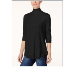 JM Collection Turtleneck Top, Black, Sz. L