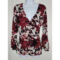 Ruby Ribbon Women’s Faux Wrap Blouse w/ Bell Sleeves Size Medium