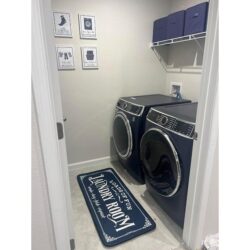 Farmhouse Laundry Room Rug 20″x47″ Non Slip Floor Mat Room Decor – Black