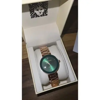 Anne Klein Women's Genuine Diamond Dial Bracelet Watch Rose Gold/Green