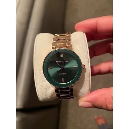 Anne Klein Women's Genuine Diamond Dial Bracelet Watch Rose Gold/Green - Image 3