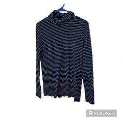 Banana Republic Navy Blue White Striped Turtleneck Size Medium