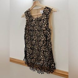 Lela Rose Womens Black Floral Lace Blouse Tank Size Small