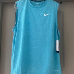 Turquoise Nike Swim Tank Top SPF 40, Dri Fit Men’s Sz Large