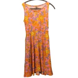 Agnes & Doral Pink Floral Dress CottageCore Sleeveless Stretch Fit & Flare USA M