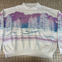 Vintage 80s Colorado All Over Print Sweatshirt Collared Womens One Size XL Pink