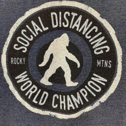 Social Distancing World Champion Sasquatch Fun Graphic T-Shirt Men XS/S Youth L