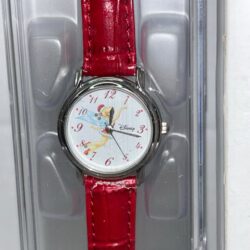 TINKERBELL WALT DISNEY TIME WORKS RED WATCH BAND NEW in Factory Case.